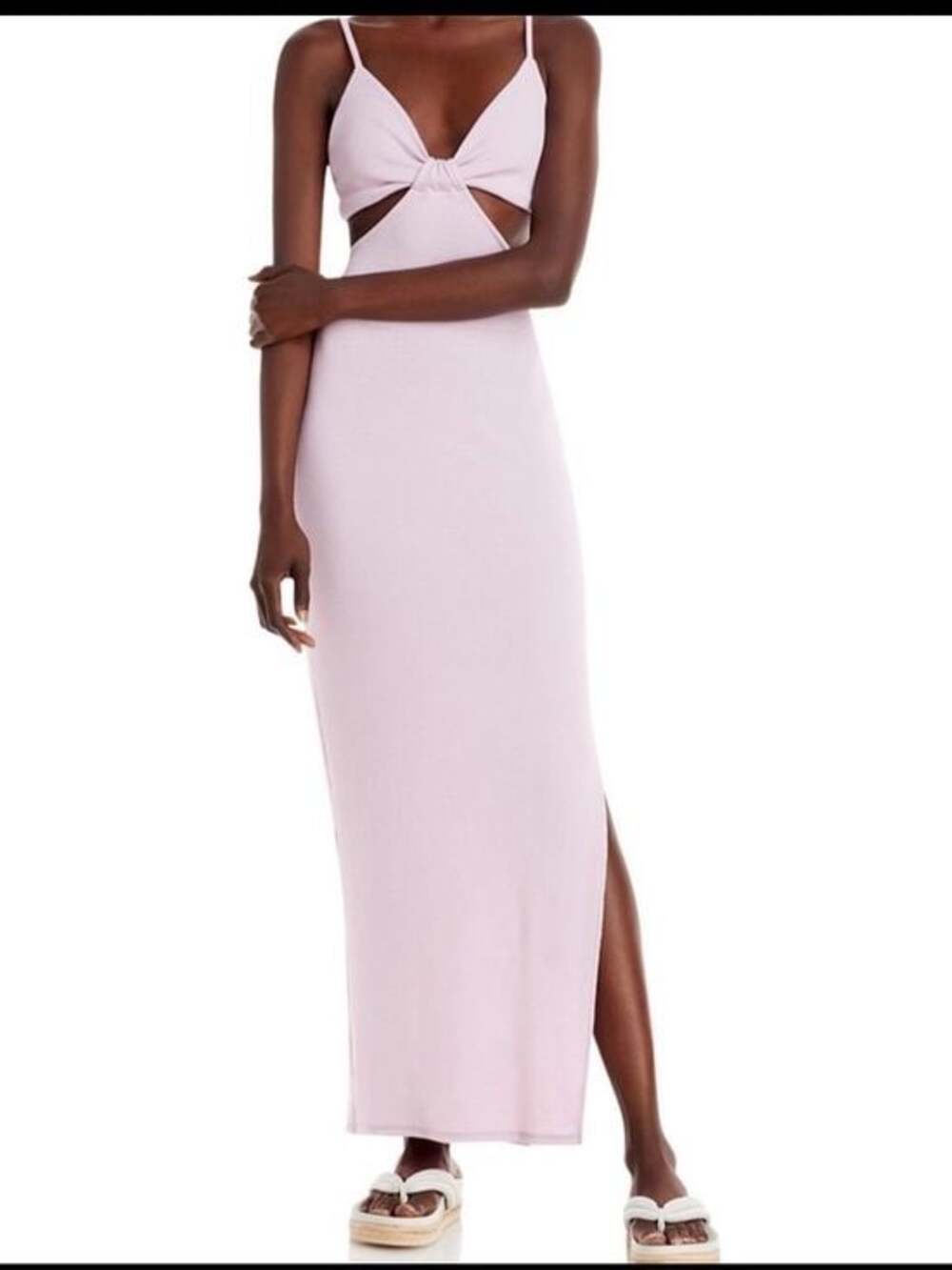 FORE Collection Ribbed Cut Out Maxi Dress Pink Lilac Size M